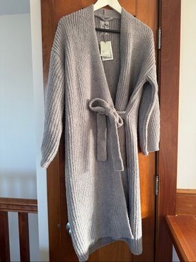 Barefoot Dreams CozyChic Side Tie Robe Pewter XS NWT